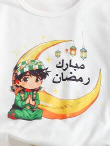 3pcs/Set Young BoyCasual Comfortable T-Shirt, Vest And Pants Outfit, Summer - Green - View 7