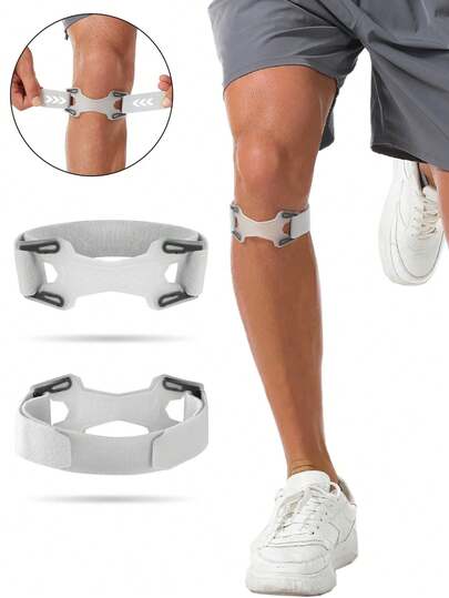 1pc Adjustable Knee Strap, Silicone Anti-Slip Dual-Compression Knee Support Band For Running, Basketball, Sports, Fitness