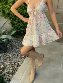 Women's Casual Bohemian Printed Spaghetti Strap Summer Dress, 3D Cutting Design To Showcase Figure, Suitable For Beach Vacation, Wedding, Party, Music Festivals - Multicolor - View 3