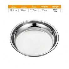 银色不锈钢圆形浅盘 易清洁食品容器 户外露营托盘 防锈野餐小吃盘 甜点盛盘 - 彩色 - 查看 20