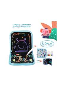 Tabla de Dibujo Portátil para Niños, Juguetes de Almohadilla de Dibujo de Aprendizaje Temprano Borrables a Doble Cara, fantástico juguetes Navidad y año Nuevo regalo, 12 Bolígrafos Borrables de Color,37496095 - Gris Claro - Ver 2