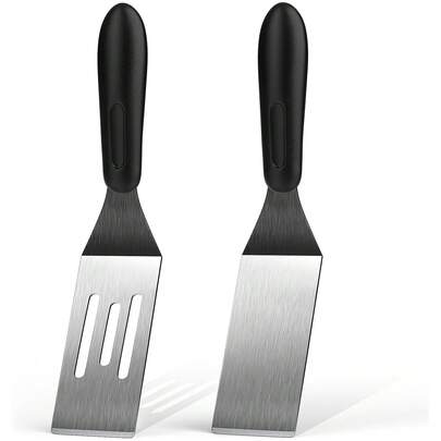 1/2 pezzi Mini spatola in acciaio inossidabile, spatola da cucina, utensile teppanyaki, adatta per pancake, biscotti, lasagne, torte, bistecche, uova fritte, torte, anche per cottura e grigliatura, strumento da cucina multifunzionale ideale per ristoranti