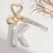 1 件白色软陶字母水钻钥匙扣可爱个性化包饰，汽车钥匙扣爱心装饰，送给妈妈、朋友、情人节背包的礼物，适合学校汽车配件哥特 Y2k - 白色 - 查看 11
