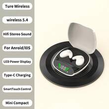 超迷你无线睡眠耳机 - 时尚黑色防眩光设计，触控操作，双电容式麦克风，LED 显示屏，配备 USB-C 充电盒，大容量电池，超长续航，亲肤材质，有效降噪，周年纪念日/生日送给女友/妻子的完美礼物，情侣睡眠必备 - 彩色 - 查看 13