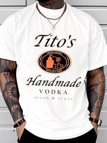 Titos Handmade Vodka Austin Texas Award Winning Distilled 5 Times T Shirt Men Women Unisex Casual Graphic Tee Shirt - 白色 - 查看 1