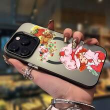La funda para teléfono con espejo con diseño de personajes Strawberry Delight también se puede usar como espejo y es compatible con  17,  16 Pro Max,  15 Pro Max,  13 y  12. Está hecha de TPU y brinda protección contra golpes y caídas. Es un regalo perfecto para familiares, amigos, regalos de otoño, novios/novias y regalos de Navidad, citas o cumpleaños. - Negro - Ver 5
