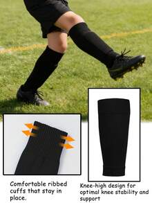 2 Pairs Youth 4-14Y Football Shin Guards Leg Warmers, Breathable Leg Sleeves Compression Calf Supports Soccer Leg Warmers, Sweat-Wicking Athletic Leg Sleeves For Running, Fitness - Multicolor - View 4