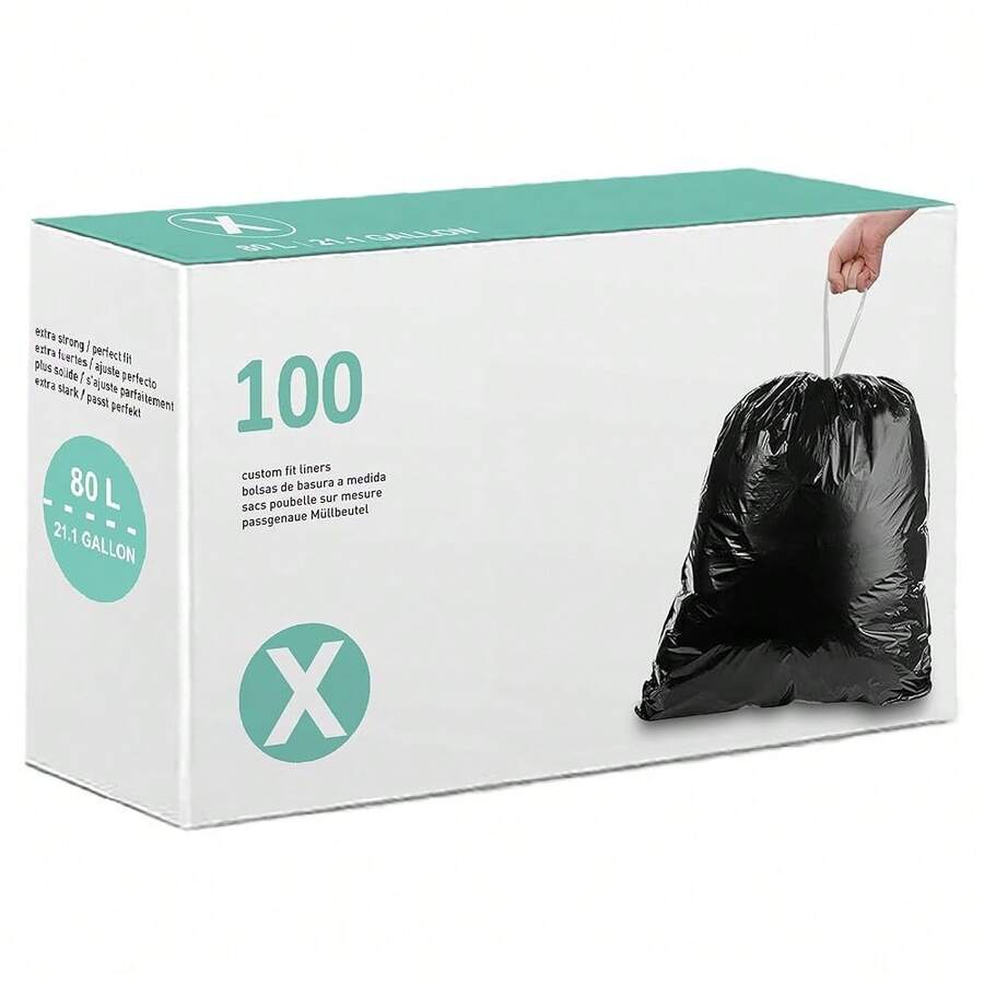 21 Gallon Code X 100 Count Heavy Duty Trash Bags 1.2 Mil THICK 80 Liter Drawstring Black Garbage Liners Heavy Duty Plastic Bags Compatible With Code X Leak-Proof & Tear Resistant,100Count(Packof1),CodeXBlack - CodeXBlack - 查看 1