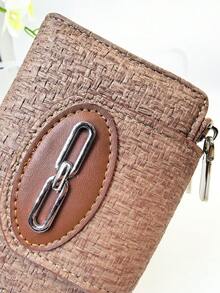Women's Short Wallet Woven Texture Soft Refined PU Wallet Fashion Snap Closure Dual Zipper Large Capacity Multi-Function Wallet Card Holder Lightweight Minimalist Clutch Suitable For Holiday Gifts For Men Wallet Mini Wallet Purse Wallet Small Wallet - Brown - View 3