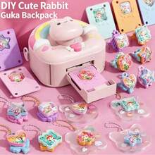 兔子魔法DIY G Gu卡片贴纸机套装，适合女孩 - 儿童手工剪贴簿贴纸，多功能魔法工艺玩具，创意艺术套装，适合4-10岁幼儿和女孩