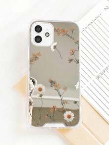 Stylish Phone Case Summer Silver Y2K 1Pc Simple Dandelion & White Chrysanthemum Pattern Acrylic Electroplated Mirror Phone Case Compatible With IPhone Waterproof Shockproof Anti-Fall Scratch Resistant - 顏色1 - 查看 2