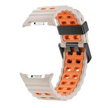 Marine Silicone Sport Band Compatible With Samsung Galaxy Watch 8 Classic 46mm Men Women, Soft Silicone Sport Breathable Band For Galaxy Watch 8 Strap 44mm 40mm,1*Stralight/Orange - 1*星光/橙色 - 查看 3