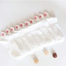 3/6/10 pares de calcetines tipo náutico blancos de verano para mujer con estampado de flores de cerezo, cómodos y con talón antideslizante, apropiados para estilo JK