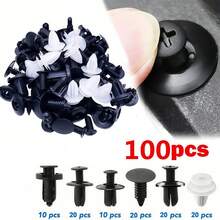 100pcs Universal Car Body Repair Clips, 6 Sizes, Made Of Durable Black Nylon, Includes Bumper Fasteners, Grommets, Clips, Versatile & Practical Auto Fastener Accessories