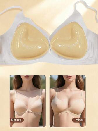 2片装透气自粘三角胸垫，泳衣胸垫