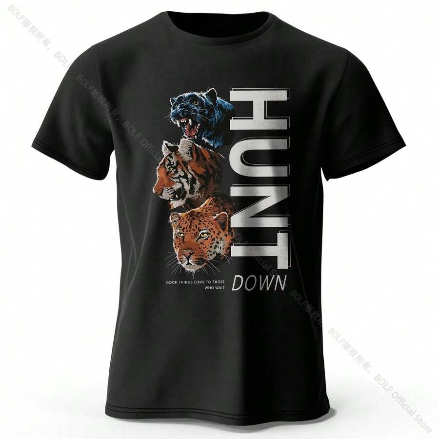 2026 Weekend Camiseta Casual Impresa 100% Algodón, Tela Suave Cuello Redondo Manga Corta, Ajuste Cómodo Unisex - Negro - Ver 1