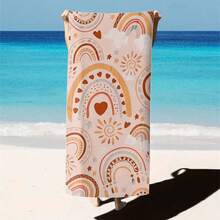 1条彩虹阳光沙滩巾 - 超强吸水、超细纤维、轻便、柔软、速干、防紫外线、舒适，适合露营、户外活动、生日派对、夏季海滩之旅、泳池毛巾