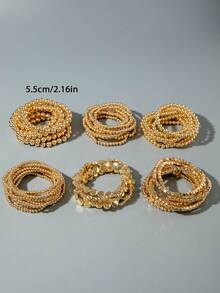 46pcs Gold CCB Geometric Circle Multi-Layer Beaded Bracelet