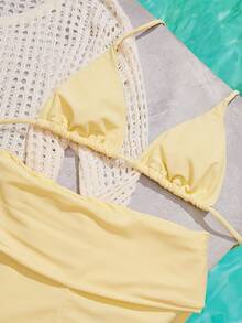 Retro bikini-baddräkt för kvinnor, lämplig för strand, fritidskläder, sport, år 2000, sexig, västerländsk stil, bohemisk, cocktailparty, vintage, bodycon, klubbkläder, elegant, gamla pengar, gatukläder, vår-/sommarhelg - Ljusgul - Visa 11