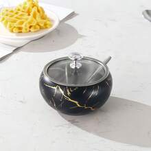 High Quality Coffee Sugar Canister/Spice Jar With Spoon, Gold Textured Stainless Steel, Large Capacity, Suitable For Kitchen And Home Use - Multicolor - View 4