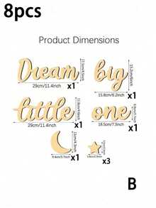 Dream Big, Baby! Wooden Baby Room Wall Decor, Boho Moon & Star Pattern, Neutral Tones, Suitable For Boys/Girls Bedroom, Home, Farmhouse Living Room, Playroom - Multicolor - View 3