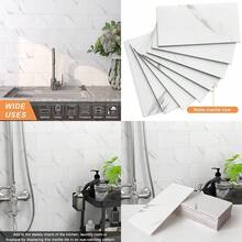 Azulejos Autoadhesivo Mármol AdhesivoAzulejos Para Cocina Panel Decorativo Pared Baño Grandes Pegatinas de Pared 3d Impermeables 10x20cm Blanco Calaeatta - Gris - Ver 7