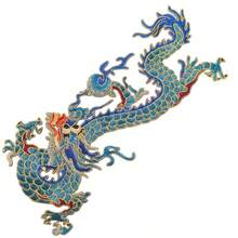 1件中国风刺绣长龙布贴，经典复古装饰，适用于服装、包包、帽子 - 彩色 - 查看 15