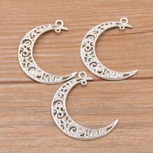 10pcs Hollow Moon Pendant, Alloy Crescent Moon Pendant, Celestial Pendant, Suitable For DIY Bracelet Necklace Jewelry Making