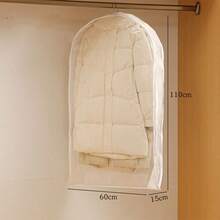 White Compressible Garment Dust Cover, Transparent Visible Suit Protector, Dust-Proof And Moisture-Proof Material With Hooks, Space-Saving Suit/Jacket/Outerwear/Down Jacket Garment Cover, Suitable For Bedroom Closet/Walk-In Closet/Seasonal Storage/Moving/Travel, Durable Lightweight Reusable Clothing Organization Bag