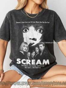 Scream Movie  Shirt, Scream Movie Vintage Horror Movie Halloween T-Shirt, - 黑色 - 查看 1
