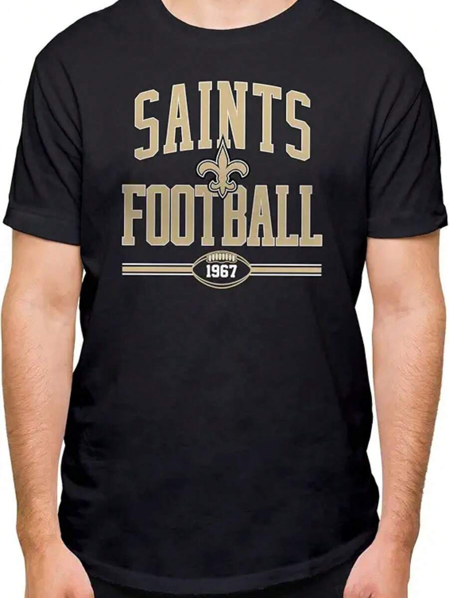 Hybrid Sports Football Arch - Mens And Womens Short Sleeve T-Shirt - Size X-Large New Orleans Saints - Black - 黑色 - 查看 1