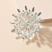 Large Double Layer Flower Brooch Pin Inlaid Faux Pearls Ladies Clothes Accessories Gift - 銀色 - 查看 8