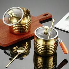 New High-Quality Coffee Sugar Canister/Spice Jar With Lid And Spoon - 316L Stainless Steel, Golden Texture, Stainless Steel Material, Large Capacity, Suitable For Home Kitchen Use - Cup-shaped - View 6