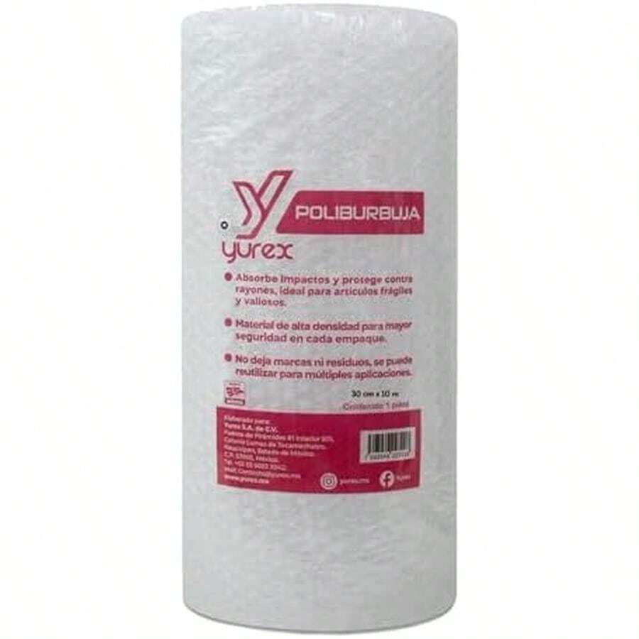 YUREX Papel Burbuja para Empaque 30 cm x 5 m Rollo Burbujas de Plástico Protege Objetos Frágiles contra Rayones Plastico Burbujas Embalaje Absorbe Impactos sin Dejar Marcas Hule Espuma de Poliburbuja - 30 cm x 10 m - Ver 1