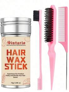 4pcs Styling Wax Stick, Perfect For Controlling Natural Or Wig Curls And Asymmetric Edges, Non Greasy, Suitable For Controlling Curls And Edge Laying, Styling And Shaping Hair Wax Sticks (Bottle Label Random), Pointed Tail Comb - 75g - View 2