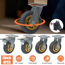 4Pcs 6" Inch Heavy Duty Swivel Caster Wheels Castor 1000KG Load, 2 With Brakes - Multicolor - View 1