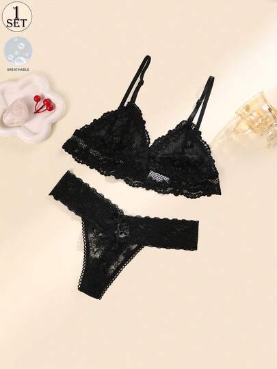 Aofeiqike Sexigt spets djupt v-halsband utan rygg, andningsbart, elegant och sött damunderkläder