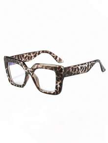 1 pieza/2 piezas Gafas de mujer con montura cuadrada de estampado de leopardo y lentes transparentes, de estilo casual y patrón de unicolor, adecuadas para uso diario, combinación de atuendos, senderismo, negocios, festivales, fiestas, fotografía callejera, se adaptan a todos los tipos de rostro, gafas de alta calidad, excelente como regalo, accesorio de moda - transparente - Ver 9