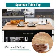 Kitchen Island With Storage, Rolling Cart With Towel Rack & Drawers, 3-Tier Shelves, Rubber Wood Top, 34.5 X 18.5 X 36.5 Inches Black - 如圖43 - 查看 5