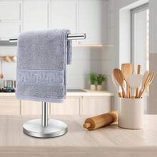 Toketa 2PCS Toallero para Baño de Acero Inoxidable, Porta Toallas para Baño de Mano, Soporte para Toallas de Mano en Forma de T, Base Antideslizante, Ideal para Encimera,Toallero para Moderno Plateado : Herramientas y Mejoras del Hogar - 1 - Ver 5