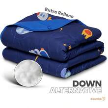 Dreamlab Edredón Ligero Infantil Reversible Hipoalergénico. Colcha Rellena de Microfibra Suave. Diseño para niño niña o bebé. 1 Pieza. Espacio Astronauta Azul Individual/Matrimonial 195 x 223cm - Naranja - Ver 2