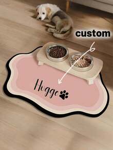 Customizable Quick-Drying Pet Feeding Mat, Personalized Waterproof Non-Slip Cat Bowl Mat With Pet Name, Splash-Proof Absorbent Paw Print Pattern Mat For Cats And Dogs, Pet Memorial Keepsake - Multicolor - View 3