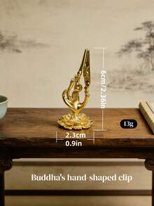 1pc Metal Lotus Flower Incense Clip, Sturdy Buddha Hand Shaped Incense Holder, Creative Incense Burner, Desktop Decor, Suitable For Stick Incense & Coil Incense, Office & Home Decor, Handheld Gift, Valentine's Day Gift, Desktop Ornament - Multicolor - View 6