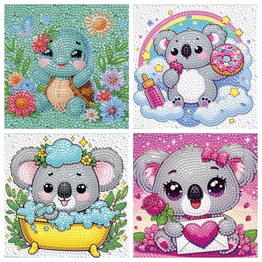 1 Set Diamond Painting Kit - Raccoon, Shiny Diamond Mosaic Art Kit, Handmade DIY Diamond Room Decor Painting, Kids Holiday Craft Supplies, Includes Canvas, Diamond Bags, Tools, Suitable For Home Wall Decor, Tabletop Decor, Kids Holiday Gift, And Friends Festival Gift - Multicolor - View 1
