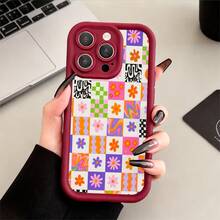 Funda de teléfono flores retro, estilo psicodélico, for compatible with iPhone 17/17pro/17promax/17Air/iphone16/16pro/16plus/15/15promax/15pro/11/12/13/14promax/12mini/13mini/11pro/11promax/12pro/12promax/13pro/13promax/14pro/14promax, regalo colorido de verano - Burdeos - Ver 2