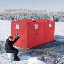 CuisinSmart Ice Fishing Shelter,1-2 Person Pop-Up Ice Fishing Tent 210D Ice Fishing Tent,Portable Hub-Style Shanty With Carrying Bag,Zippered Door,Wind Rope & Anchors - 141.73*70.8*77.74 INCH | Red - View 7