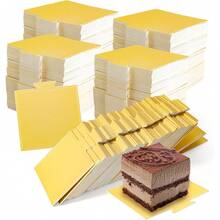 50/100pcs Disposable Aluminum Mini Cake Bases - Square Dessert Stands, Suitable For Cupcakes, Mousse, Pastries - Perfect For Weddings, Birthdays, Party Displays, Christmas, Halloween, Easter - Multicolor - View 1