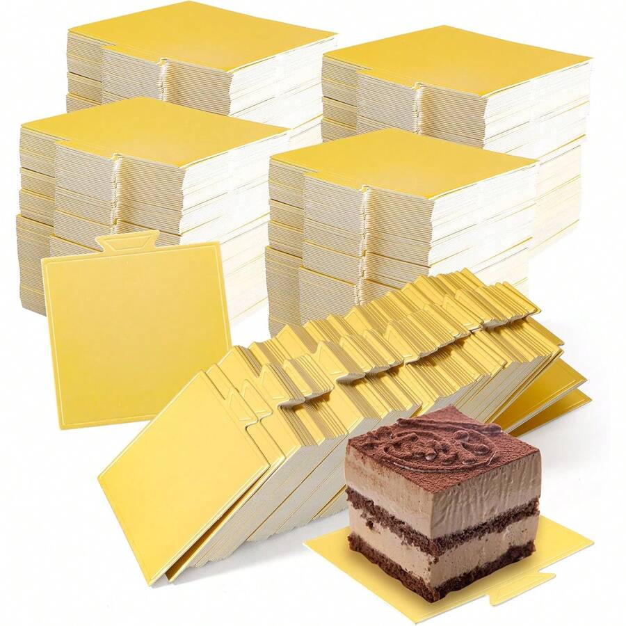 50/100pcs Disposable Aluminum Mini Cake Bases - Square Dessert Stands, Suitable For Cupcakes, Mousse, Pastries - Perfect For Weddings, Birthdays, Party Displays, Christmas, Halloween, Easter - Multicolor - View 1