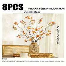 1pc/5pcs/8pcs Artificial Ficus Leaves, Long Stem - Ideal For Flower Arranging, Home & Office Decor - Can Be Used As Vase Filler And Bouquet Accents - Home Decor, Office Decor And Mother's Day Gift - Orange - View 15