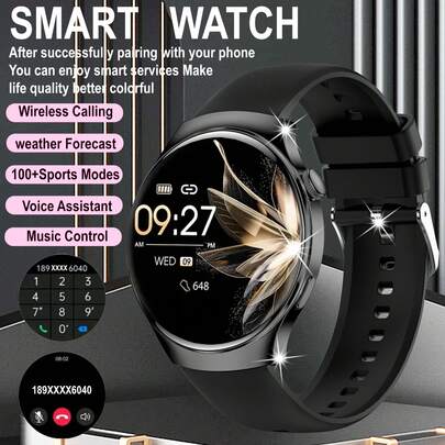 1 件 1.50 英寸高清全触摸屏智能手表，100 多种运动模式、计步器、天气预报、无线通话、消息提醒、远程摄像头、音乐播放器、DIY 壁纸，适合男士、女士、朋友、情侣、长辈作为节日礼物